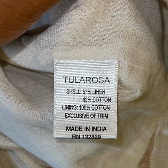 Revolve Tularosa Winnie Blouse Natural Stripe Shirt Linen Crop Top Large - Picture 7 of 7